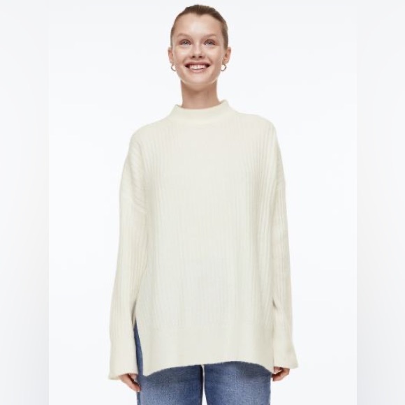 MATCHING SET H&M CREAM OFF WHITE RIB KNIT SWEATER SET SIZE M-L - Picture 4 of 5